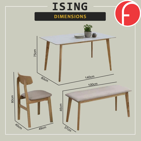 Image of Ising Dining Set with Scratch resistant Sintered Stone Table Top High Density Chair