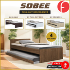 Sobee Single/Super Single Bed with Drawers of Pull-out Bed / Fully Laminated Board