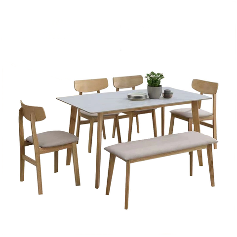 Image of Ising Dining Set with Scratch resistant Sintered Stone Table Top High Density Chair