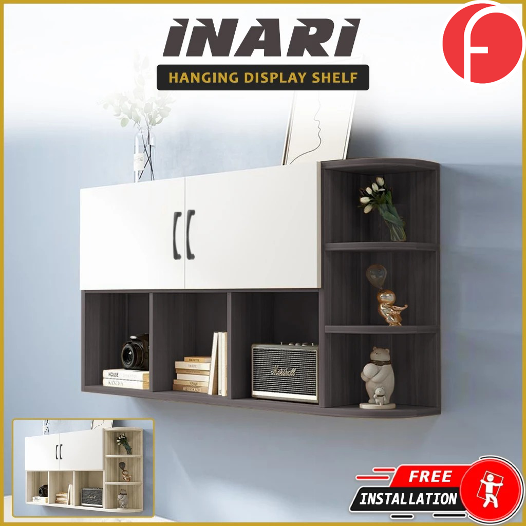 Inari Floating Display Shelf hanging Cabinet Laminated Board in 2 Colours
