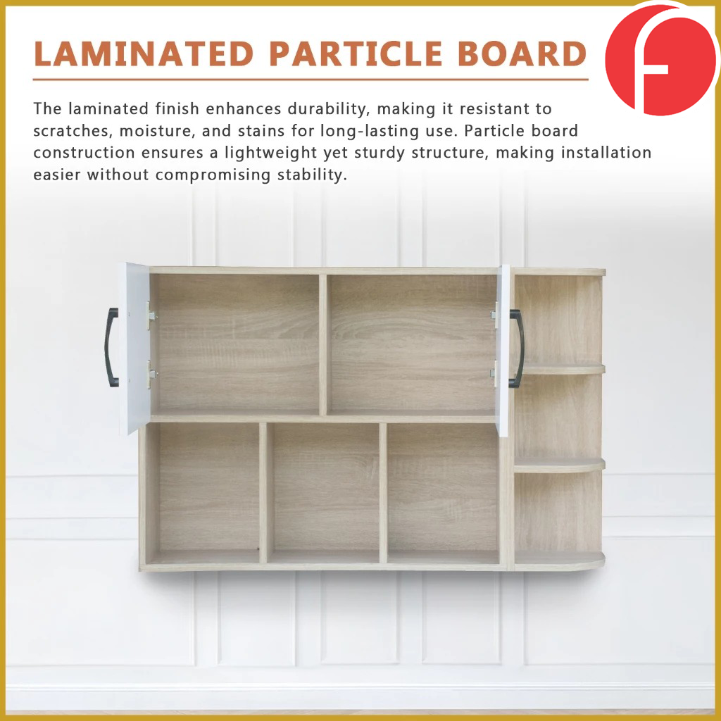 Inari Floating Display Shelf hanging Cabinet Laminated Board in 2 Colours