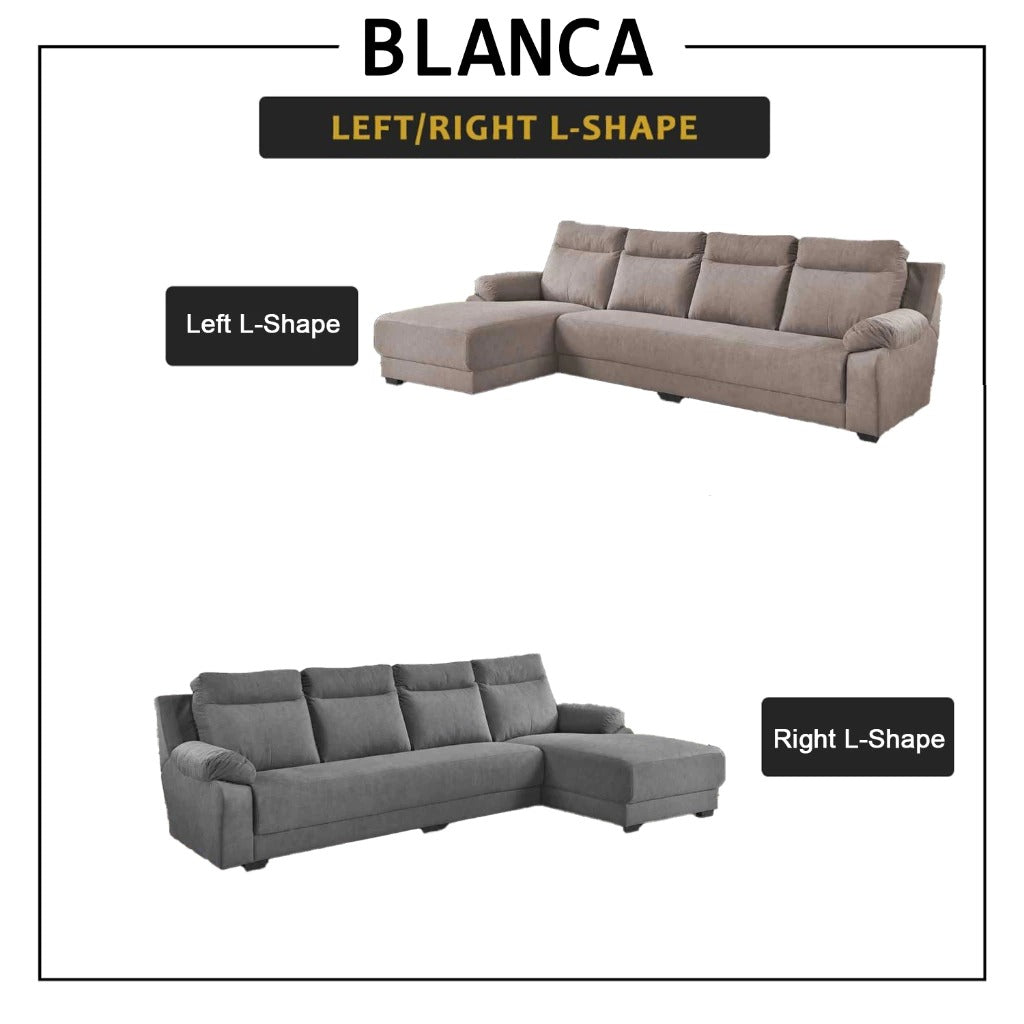 Blanca 4 Seater Left and Right L-Shaped Sofa in 47 Colour -w/ PetFriendly Fabric/Leather