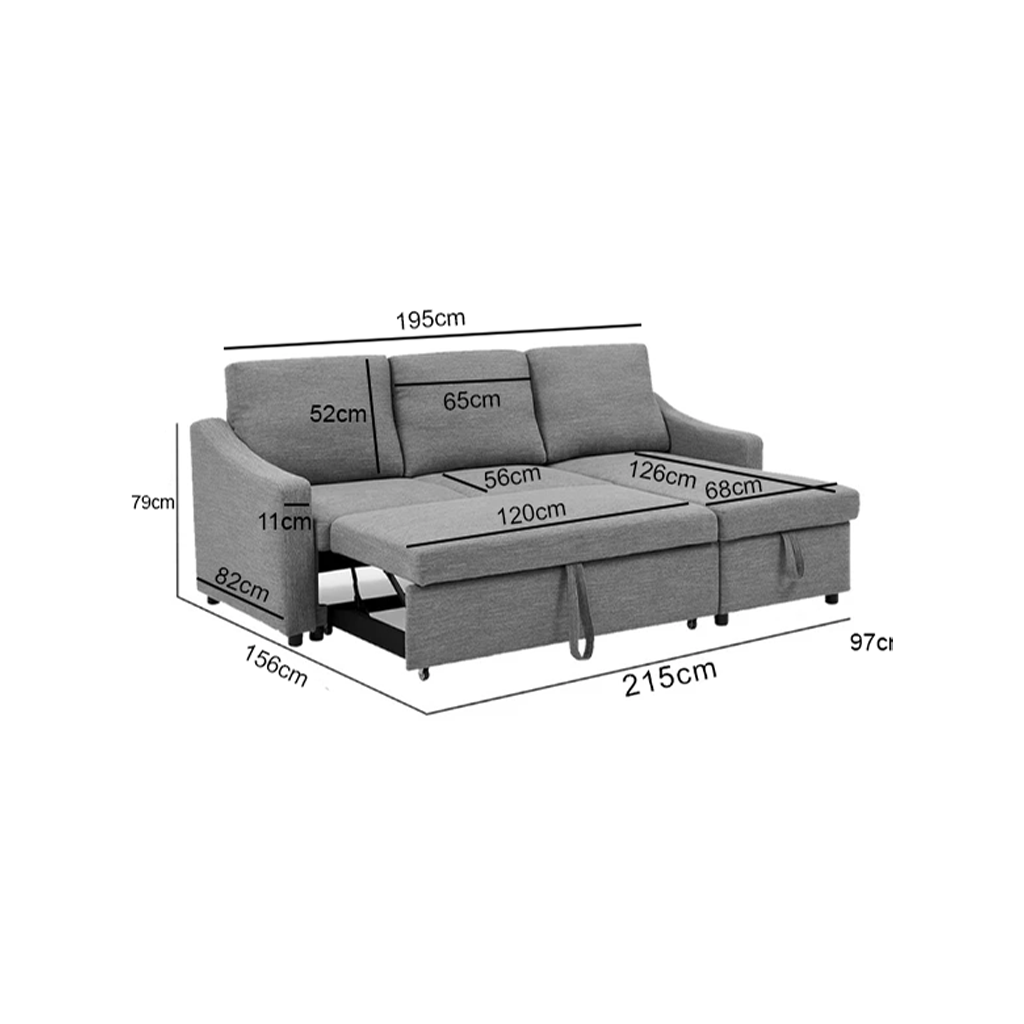 Marjie Series 1 Sleeper Sectional Reversible Sofa w/ Storage Upholstered w/ Pet-Friendly Option