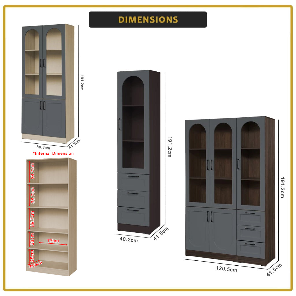 Judy Series Open Shelves Display Cabinet Bookshelf Storage in 3 Colours