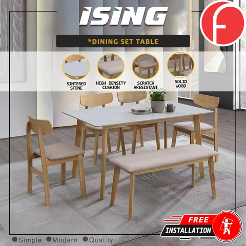 Image of Ising Dining Set with Scratch resistant Sintered Stone Table Top High Density Chair