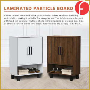 Flynn Shoe Cabinet Soft Closing Fully Laminated Back Panel Thick Particle Board