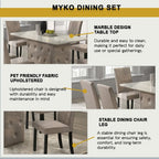 Myko 1+6 Pet Friendly Fabric Upholstered Stand and Dining Chair with Marble Table