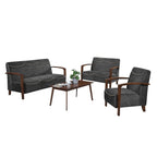 Jawee Living Room Set 7 Wooden Sofa Set Removable Fabric Covers with Coffee Table