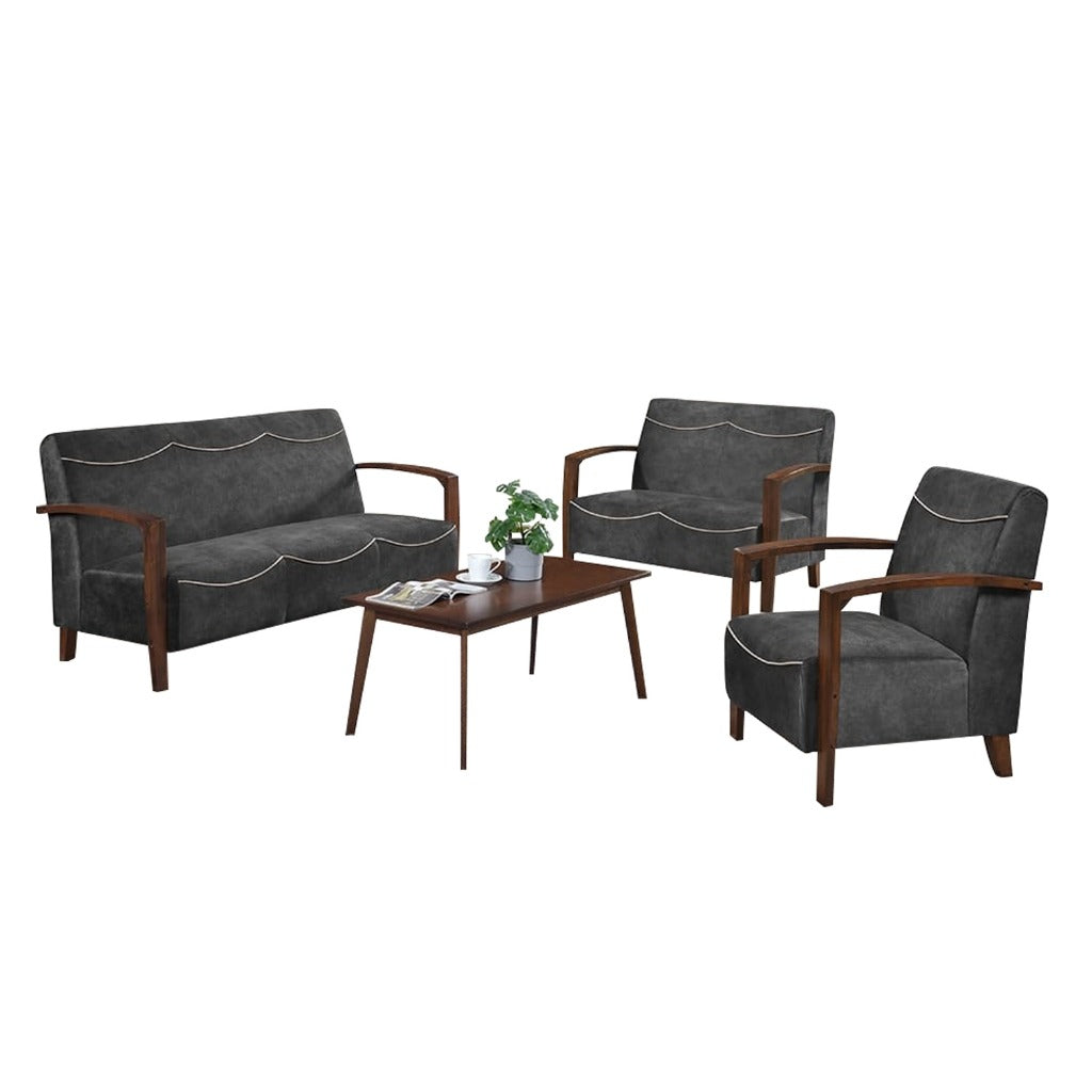 Jawee Living Room Set 7 Wooden Sofa Set Removable Fabric Covers with Coffee Table