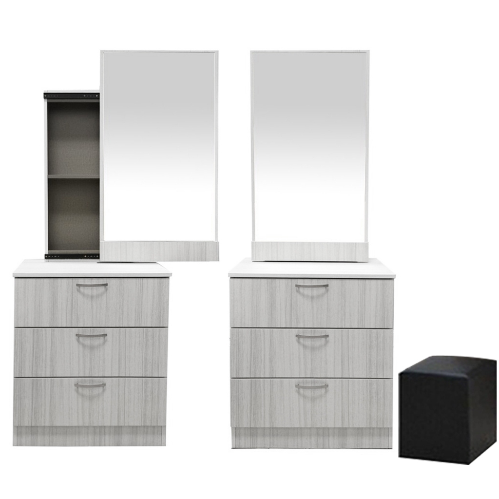 Pratio Dressing Table With Mirror In Walnut And White Wash