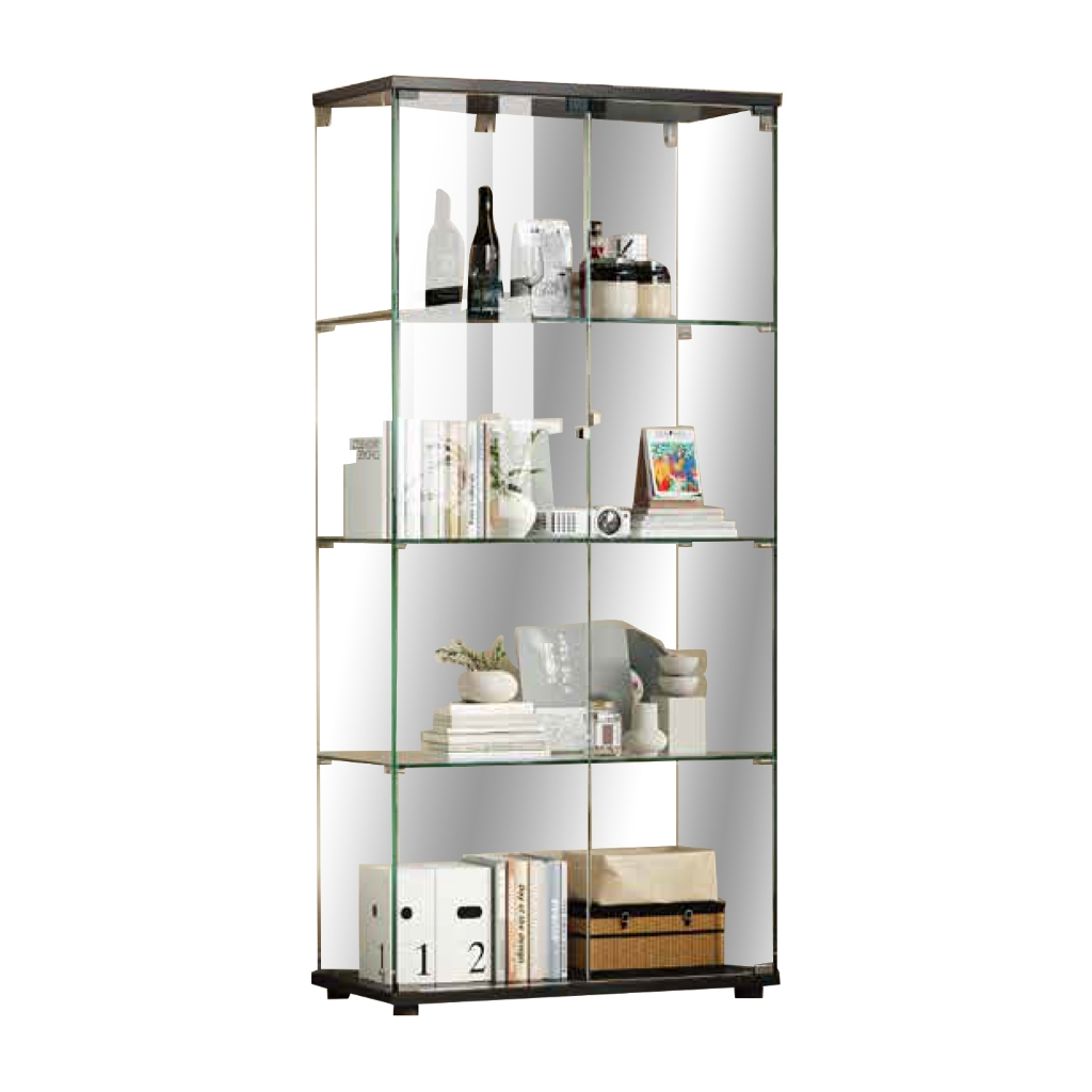 Haley Heavy-Duty Tempered Glass Display Cabinet in Black or White Colour