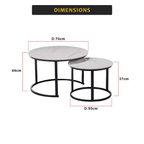 Farra Premium Coffee Center Table Steel Metal Leg + Marble Ceramic Top - 2 Colors