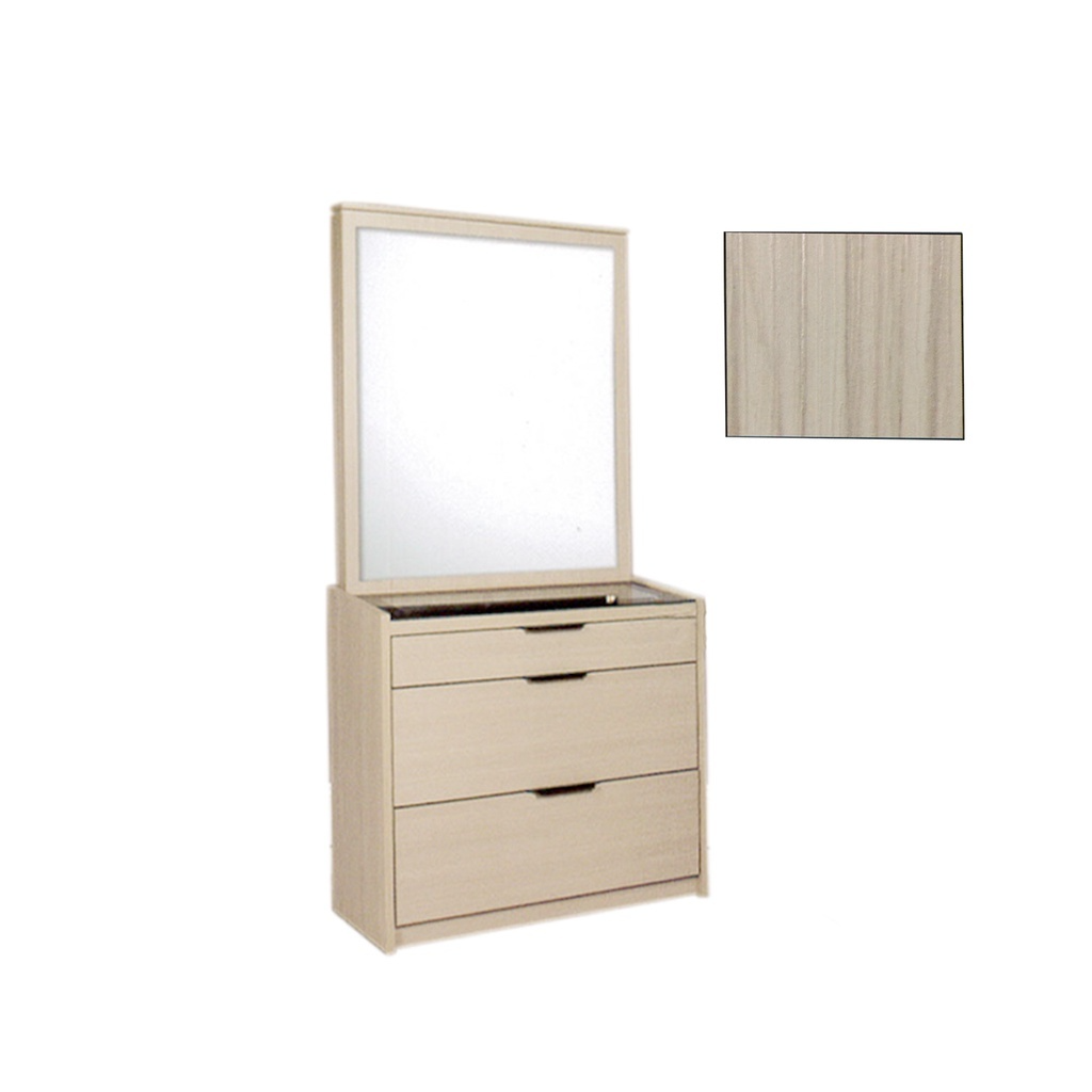 Minna Series Dressing Table With Mirror In Walnut And White Wash (Model L)