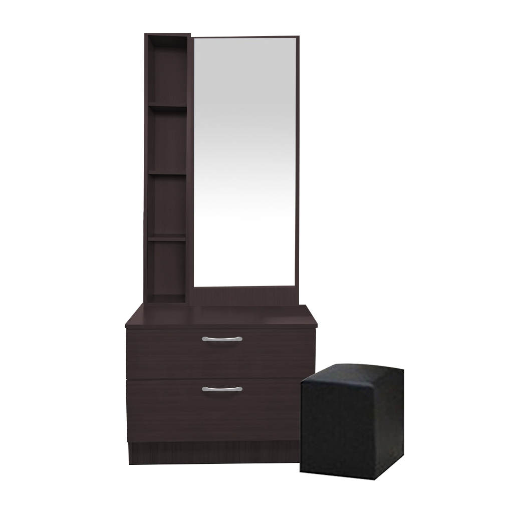 Minna Series Dressing Table With Mirror In Walnut And White Wash (Model S)