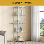 Haley Heavy-Duty Tempered Glass Display Cabinet in Black or White Colour