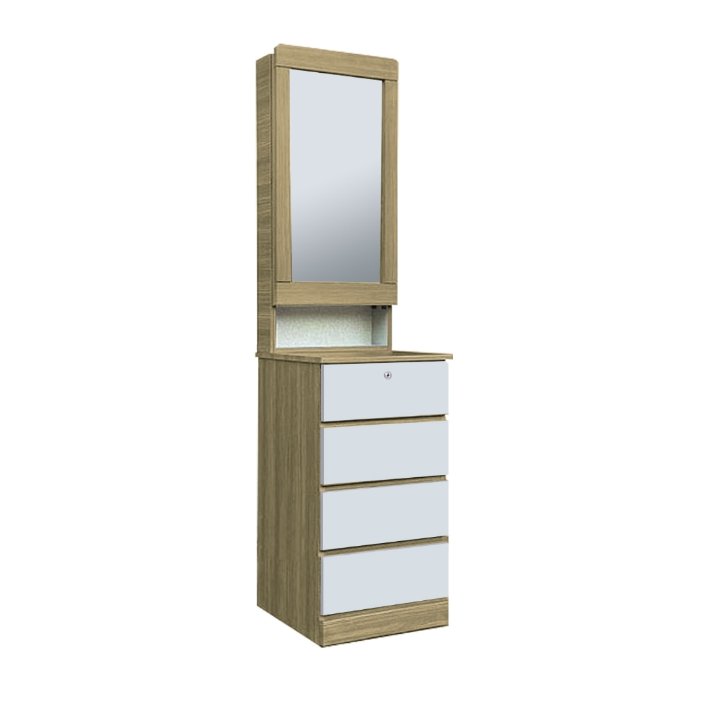 Minna Series Dressing Table With Mirror In Walnut And White Wash Model F