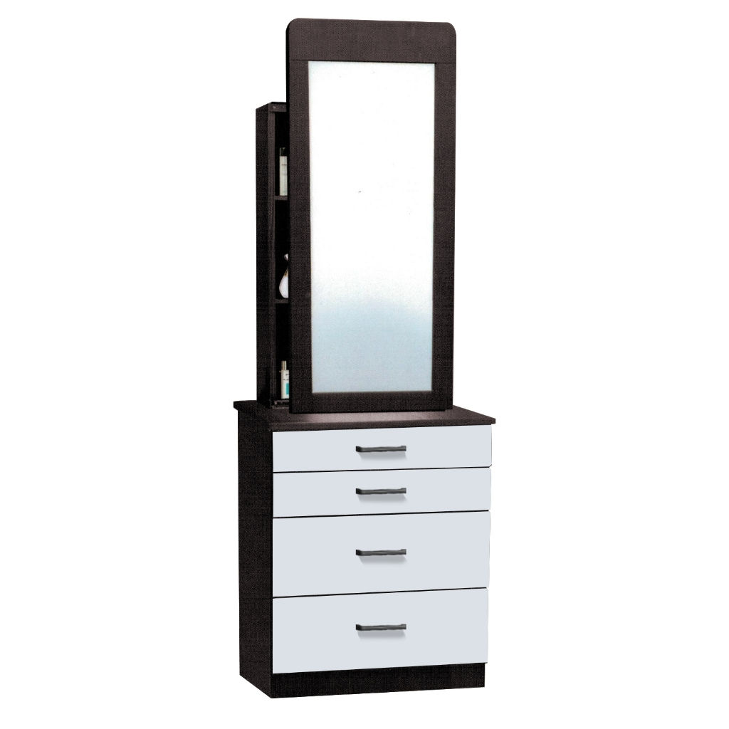 Minna Series Dressing Table With Mirror In Walnut And White Wash (Model E)