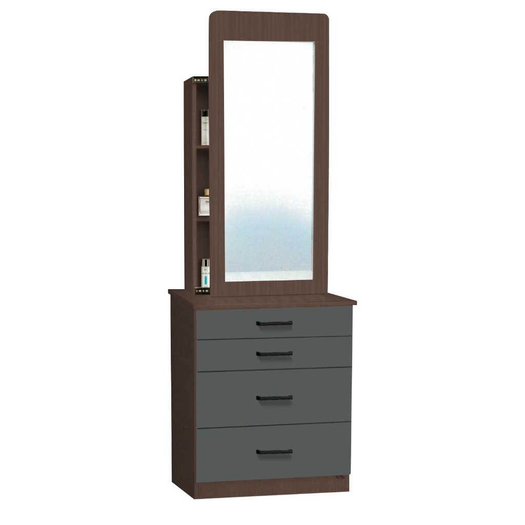 Minna Series Dressing Table With Mirror In Walnut And White Wash (Model E)