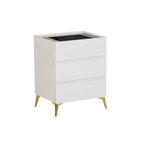 Evon (Model D) Bedside Table with Drawers and Wireless Charger Top with 3-Colour Led Lights
