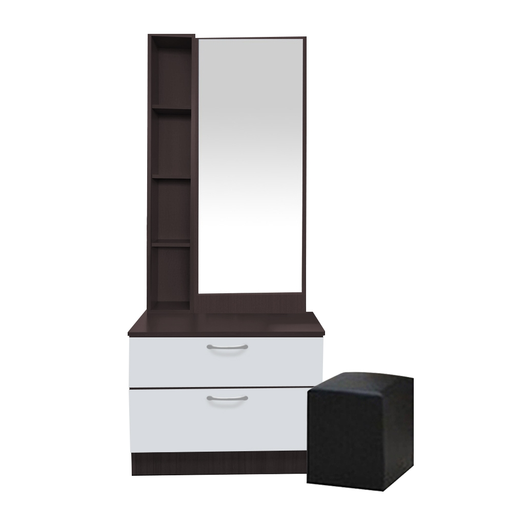 Minna Series Dressing Table With Mirror In Walnut And White Wash (Model S)