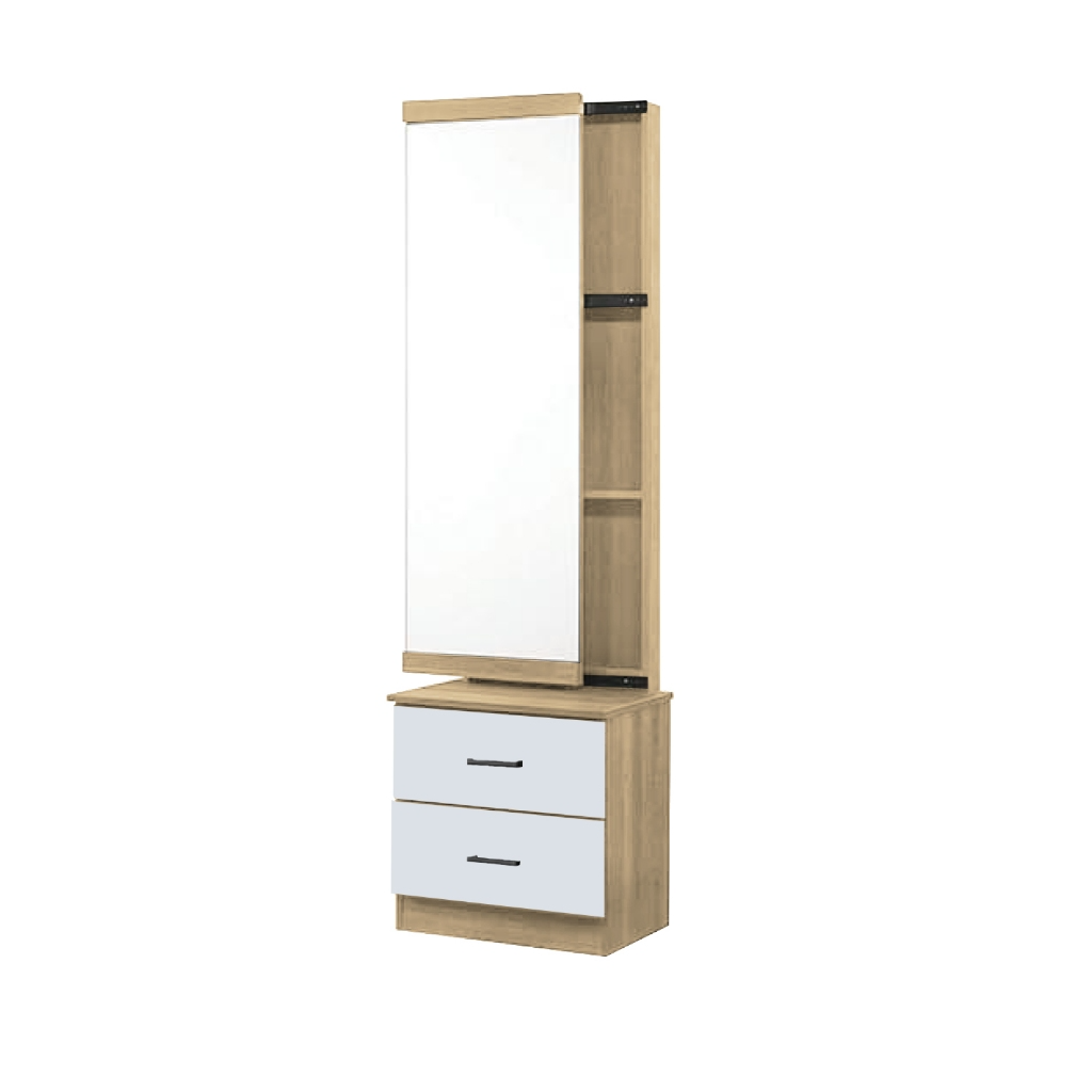 Minna Series Dressing Table With Mirror In Walnut And White Wash (Model F)