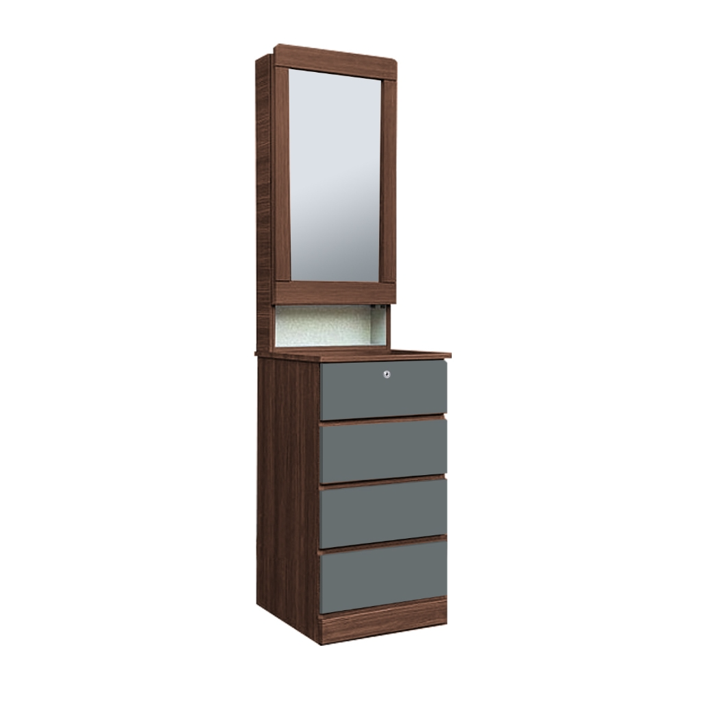 Minna Series Dressing Table With Mirror In Walnut And White Wash Model F