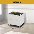 Evon (Model A) Bedside Table with Drawers and Wireless Charger Top with 3-Colour Led Lights