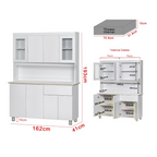 Deena Series 4/4-Door Kitchen Cabinet with Drawers in White Colour with Top