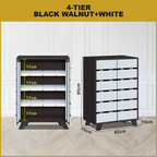 Lumi 4 Tier Premium Shoe Cabinet Soft Closing Fully Laminated Back Panel in 3 Colours