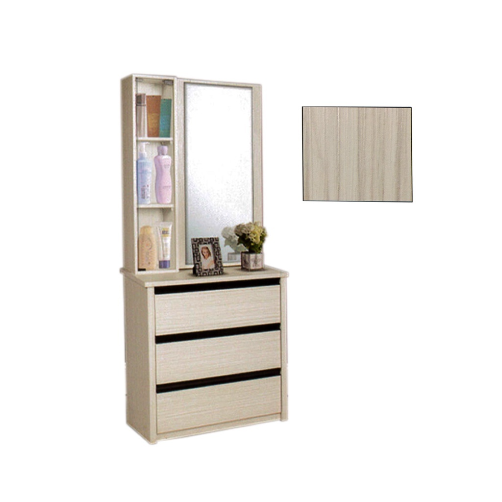 Minna Series Dressing Table With Mirror In Walnut And White Wash (Model J)