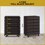 Lumi 4 Tier Premium Shoe Cabinet Soft Closing Fully Laminated Back Panel in 3 Colours