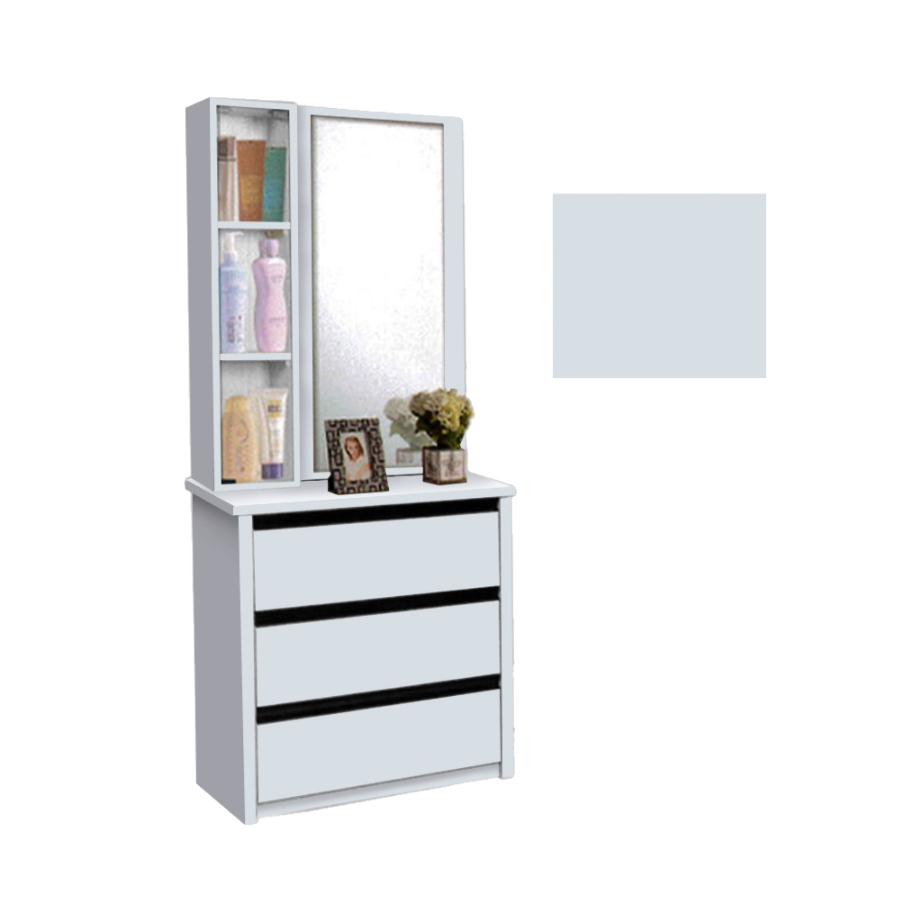 Minna Series Dressing Table With Mirror In Walnut And White Wash (Model J)