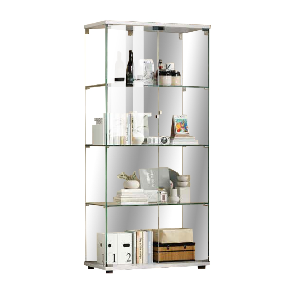 Haley Heavy-Duty Tempered Glass Display Cabinet in Black or White Colour