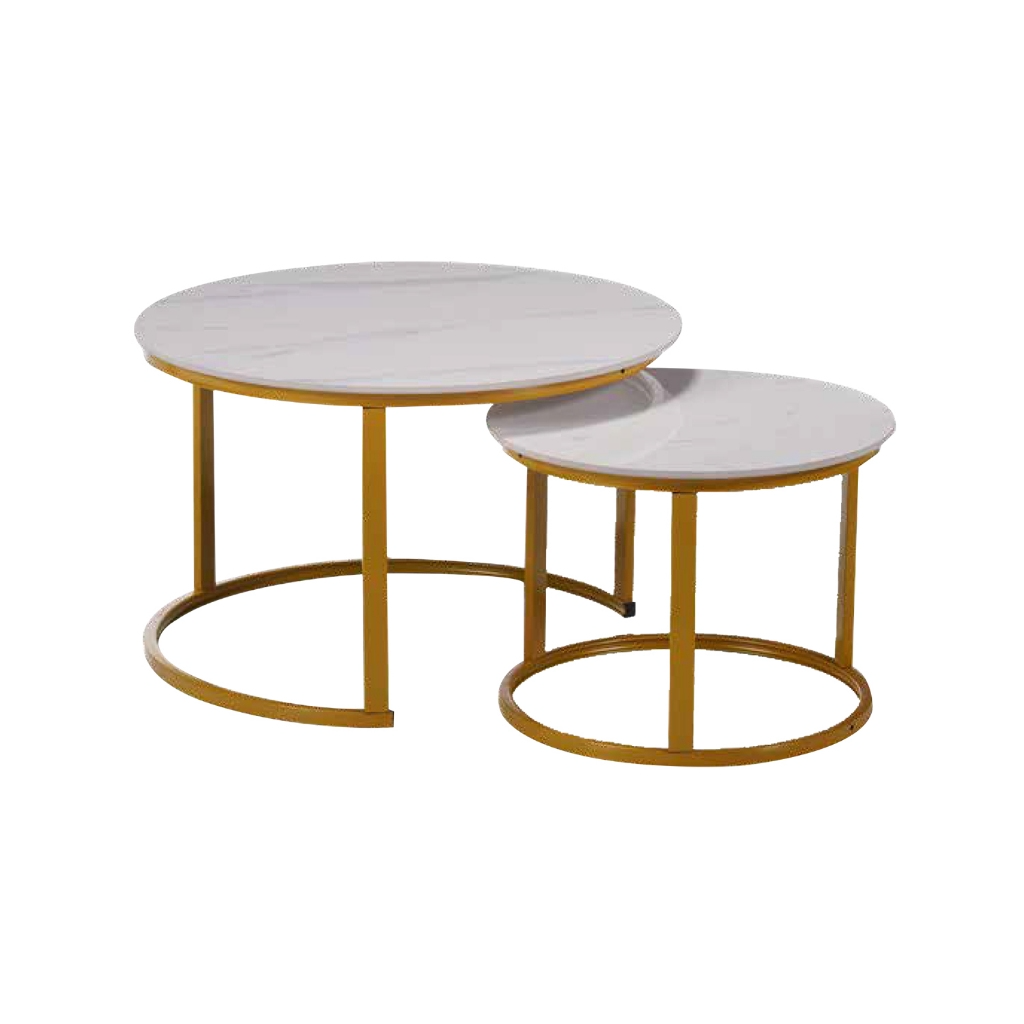 Farra Premium Coffee Center Table Steel Metal Leg + Marble Ceramic Top - 2 Colors