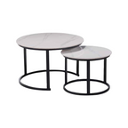 Farra Premium Coffee Center Table Steel Metal Leg + Marble Ceramic Top - 2 Colors