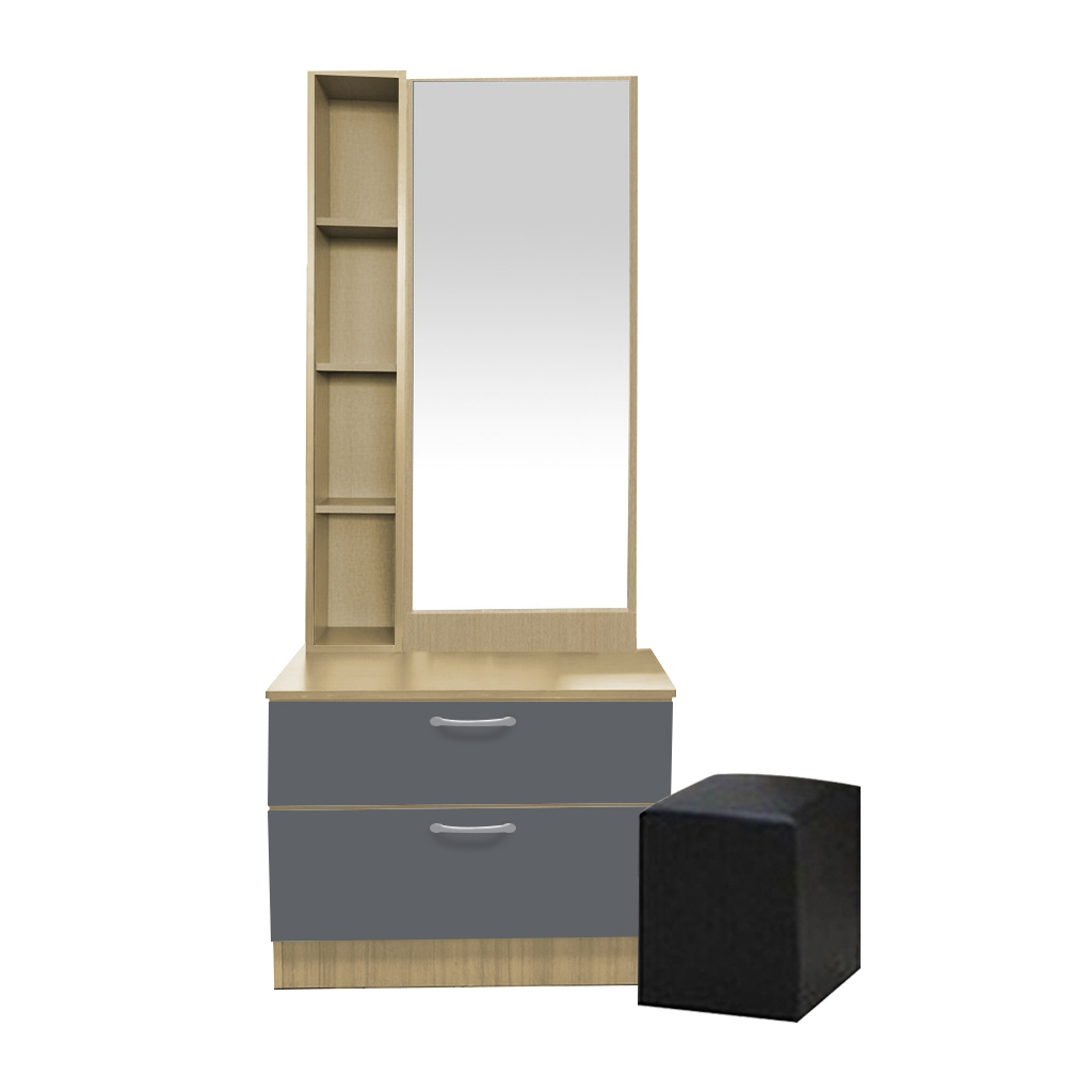 Minna Series Dressing Table With Mirror In Walnut And White Wash (Model S)