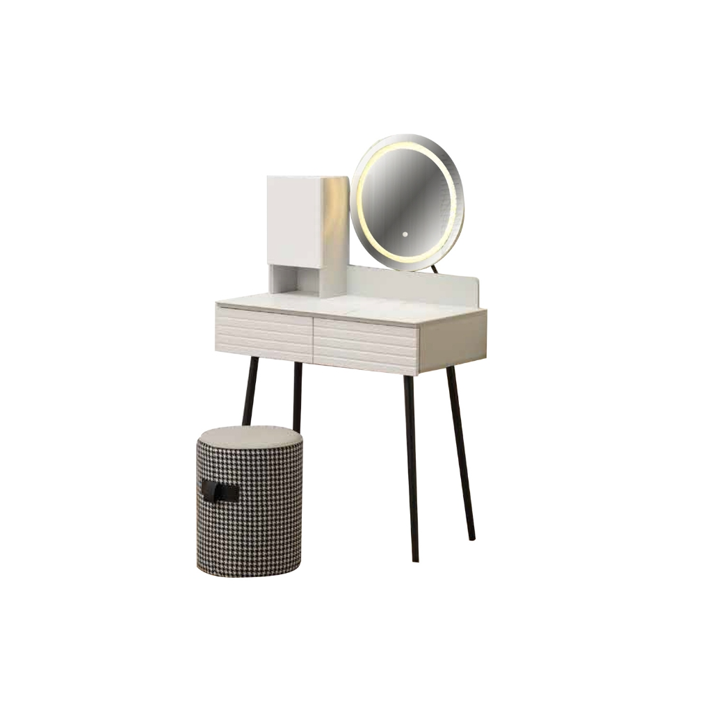 Benni (Model A) Premium Dressing Table with Led Backlit Mirror, with Drawers and Stool
