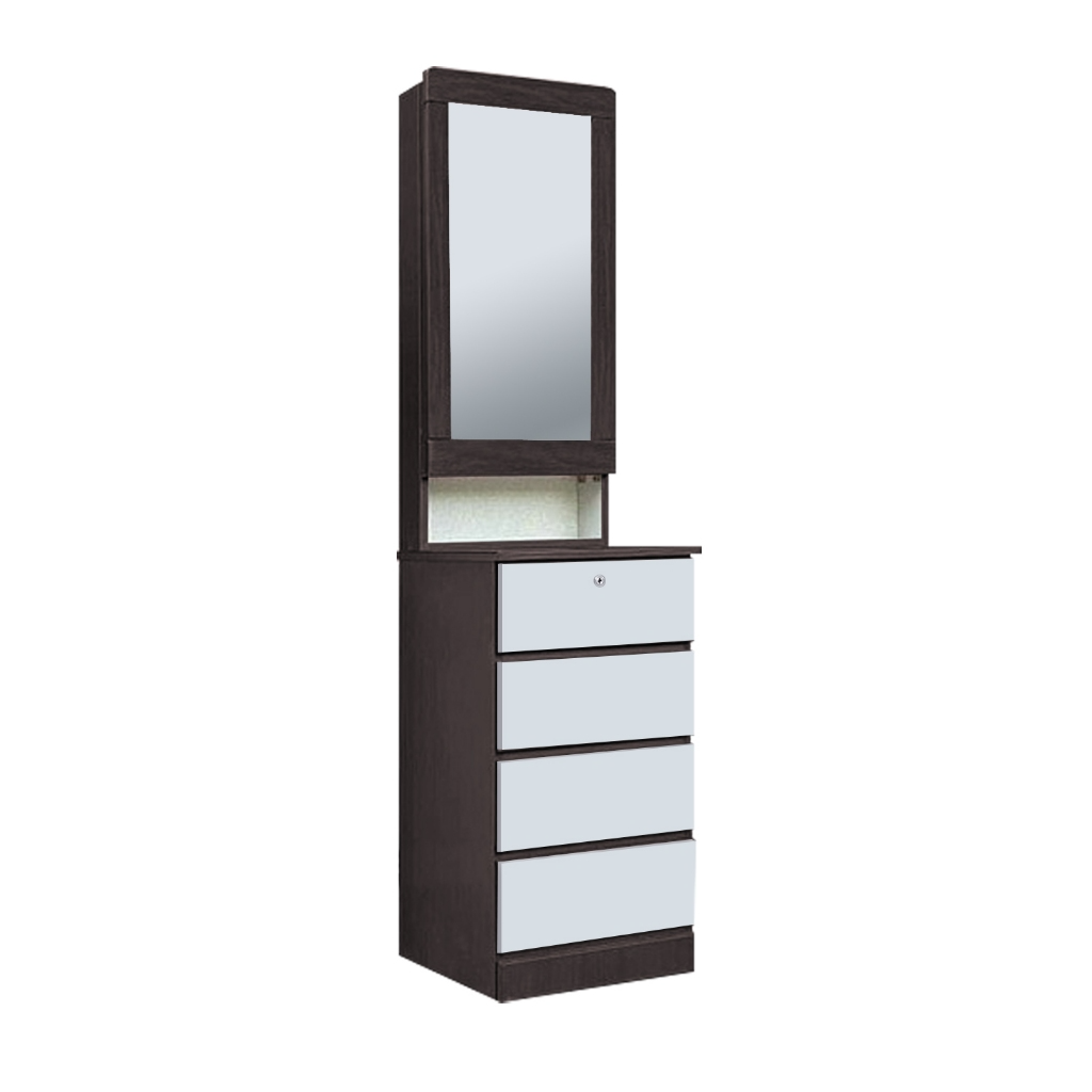 Minna Series Dressing Table With Mirror In Walnut And White Wash Model F