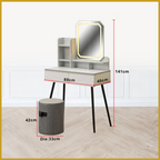 Benni (Model B) Premium Dressing Table with Led Backlit Mirror, with Drawers and Stool
