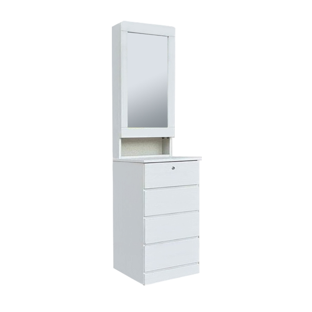 Minna Series Dressing Table With Mirror In Walnut And White Wash Model F