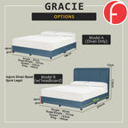 Gracie Divan Bed Frame with Foam Padded Headboard w/ Mattress - All Sizes Available