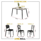 Biron 1+4 Dining Set Table with Chair Ceramic Table Top with Metal Legs