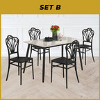 Biron 1+4 Dining Set Table with Chair Ceramic Table Top with Metal Legs