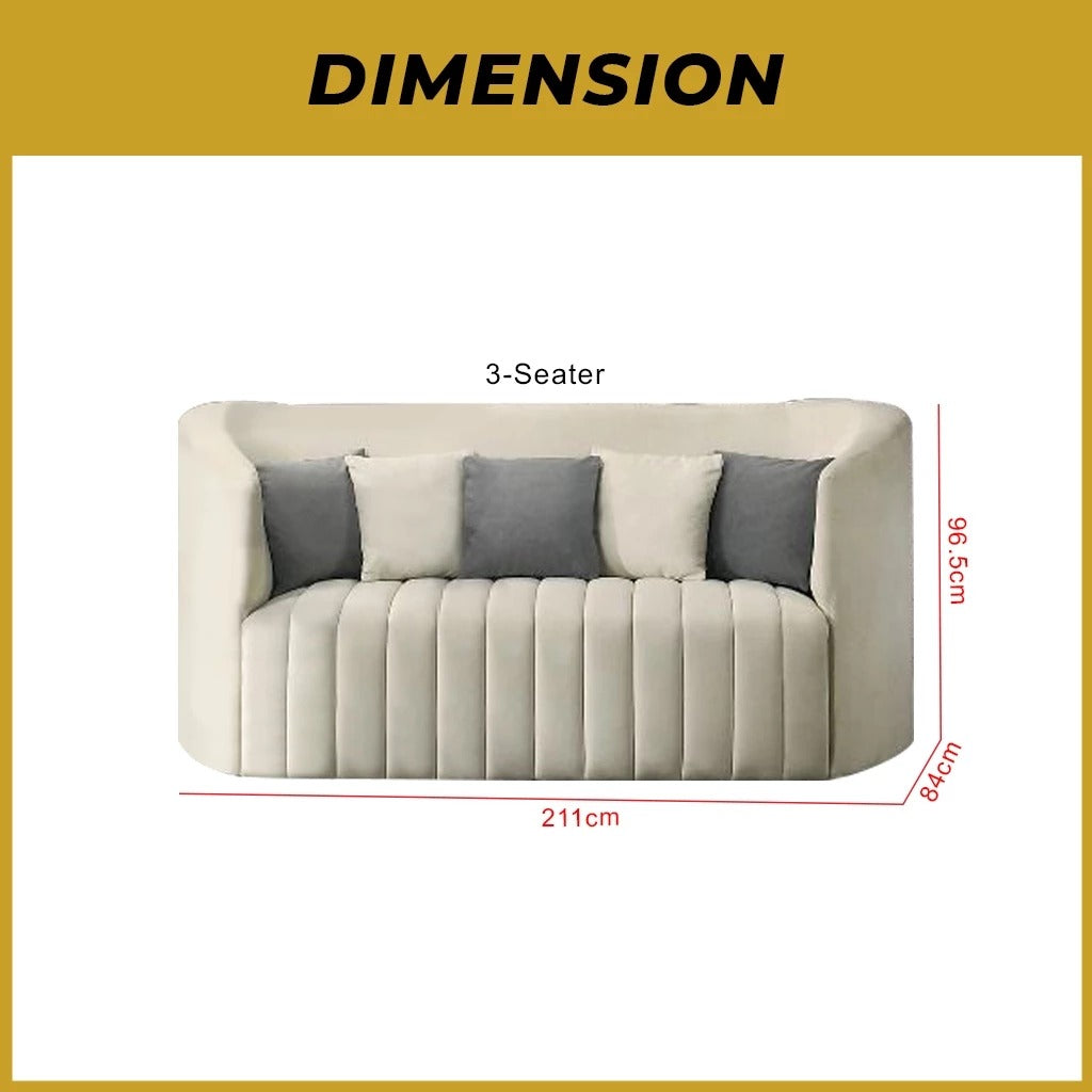 Marvin 2-Seater + 3-Seater Sofa Zigzag Spring in Scratch Resistant Fabric