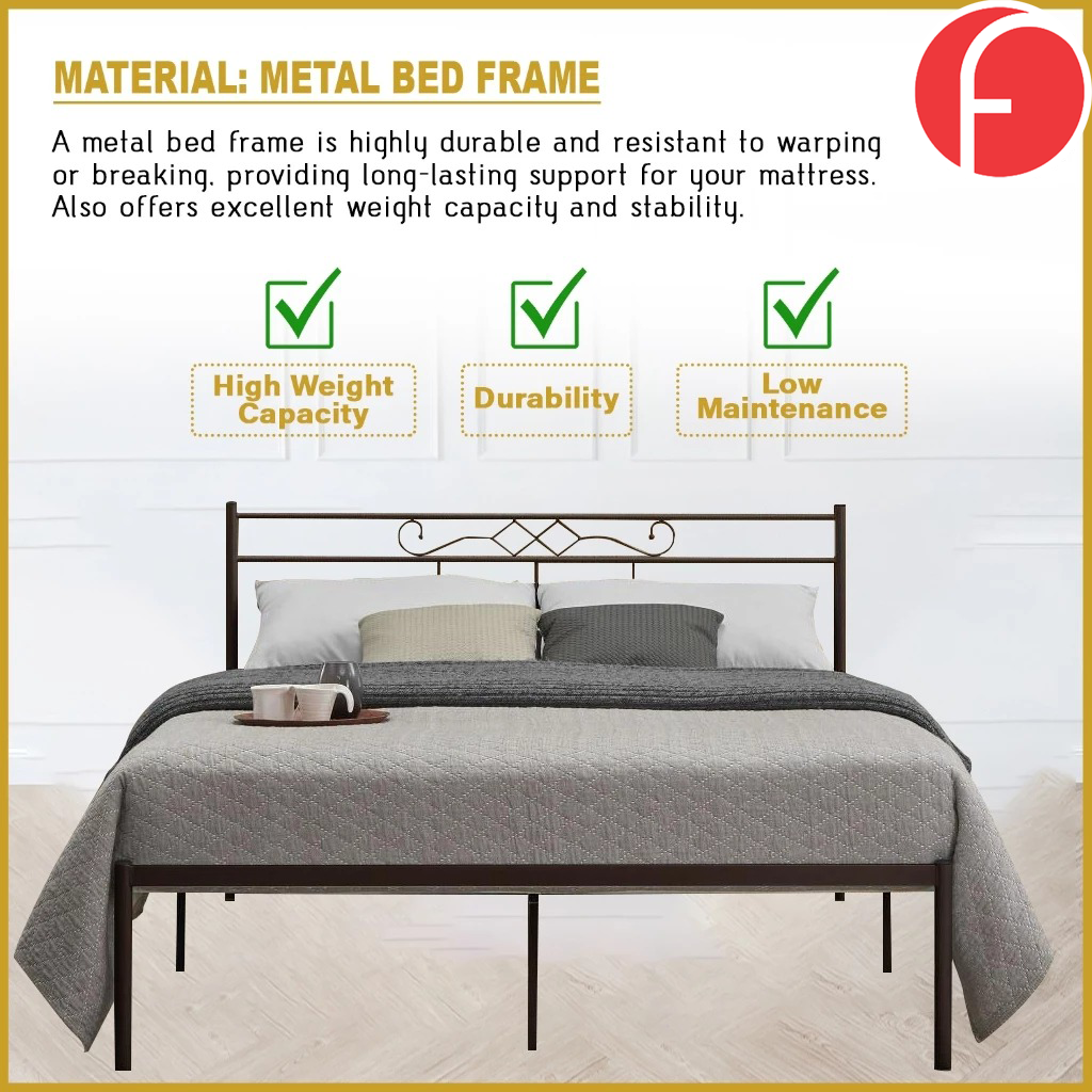 Jude Queen Metal Bed Frame in Copper or White Colour - w/ Mattress Option