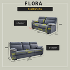 Flora 2/3-Seater Sofa Pocketed Spring / High Density Foam w/ PetFriendly Scratch-Resist