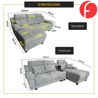 Charles 3-Seater L-Shaped Lounge Sofa with Storage & Cup-Holder - PetFriendly Option