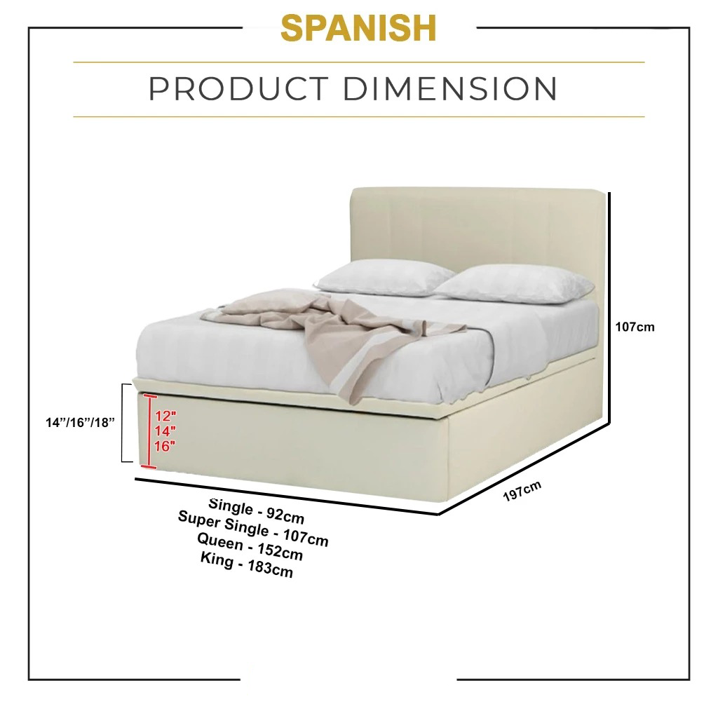 Spanish 14"/16"/18" SBD Storage Bed PetFriendly Scratch-resist w/ Mattress - All Size