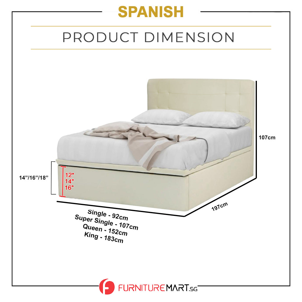 Spanish 14"/16"/18" SBD Storage Bed PetFriendly Scratch-resist w/ Mattress - All Size