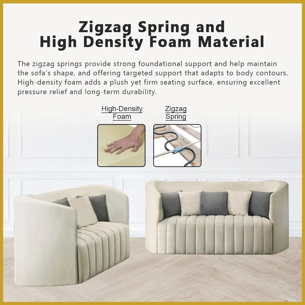 Marvin 2-Seater + 3-Seater Sofa Zigzag Spring in Scratch Resistant Fabric